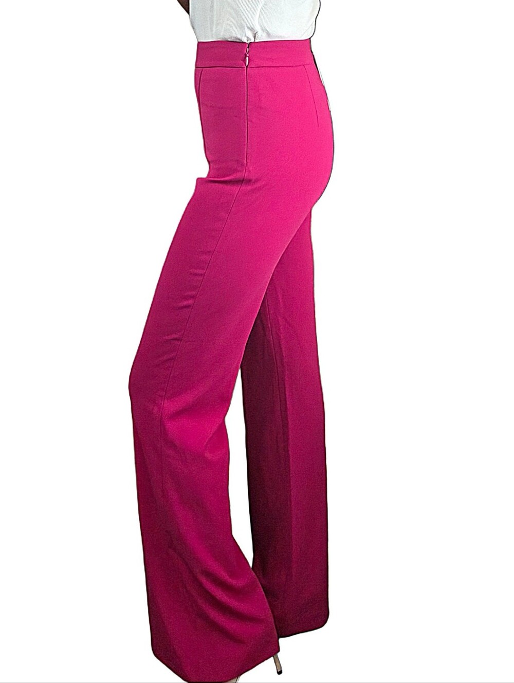 NWT. ALICE & OLIVIA Dylan High Rise Pant In Raspberry - Picture 9 of 12